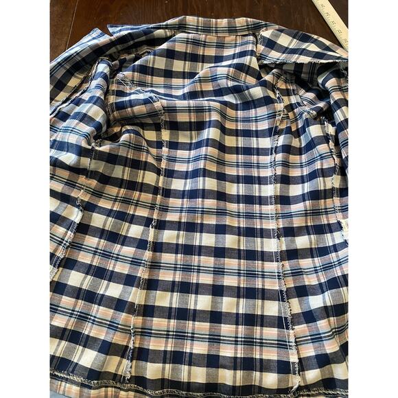 Avon Family Fashions Plaid Linen Open Jacket VTG Button Up Pink & Blue Cottage - Picture 5 of 11